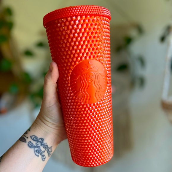 Starbucks 2022 Orange Studded Cold Cup Tumbler 24oz Limited Edition - Picture 1 of 7